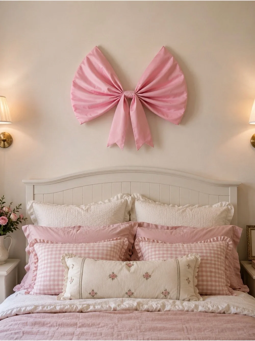 NIB Teen Home Pink Satin Bow Wall Hanging 53” x 45”